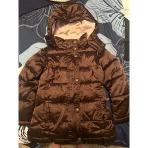 GUC Gap Kids Brown Puffer Coat Snaps Hooded Lined Size XS